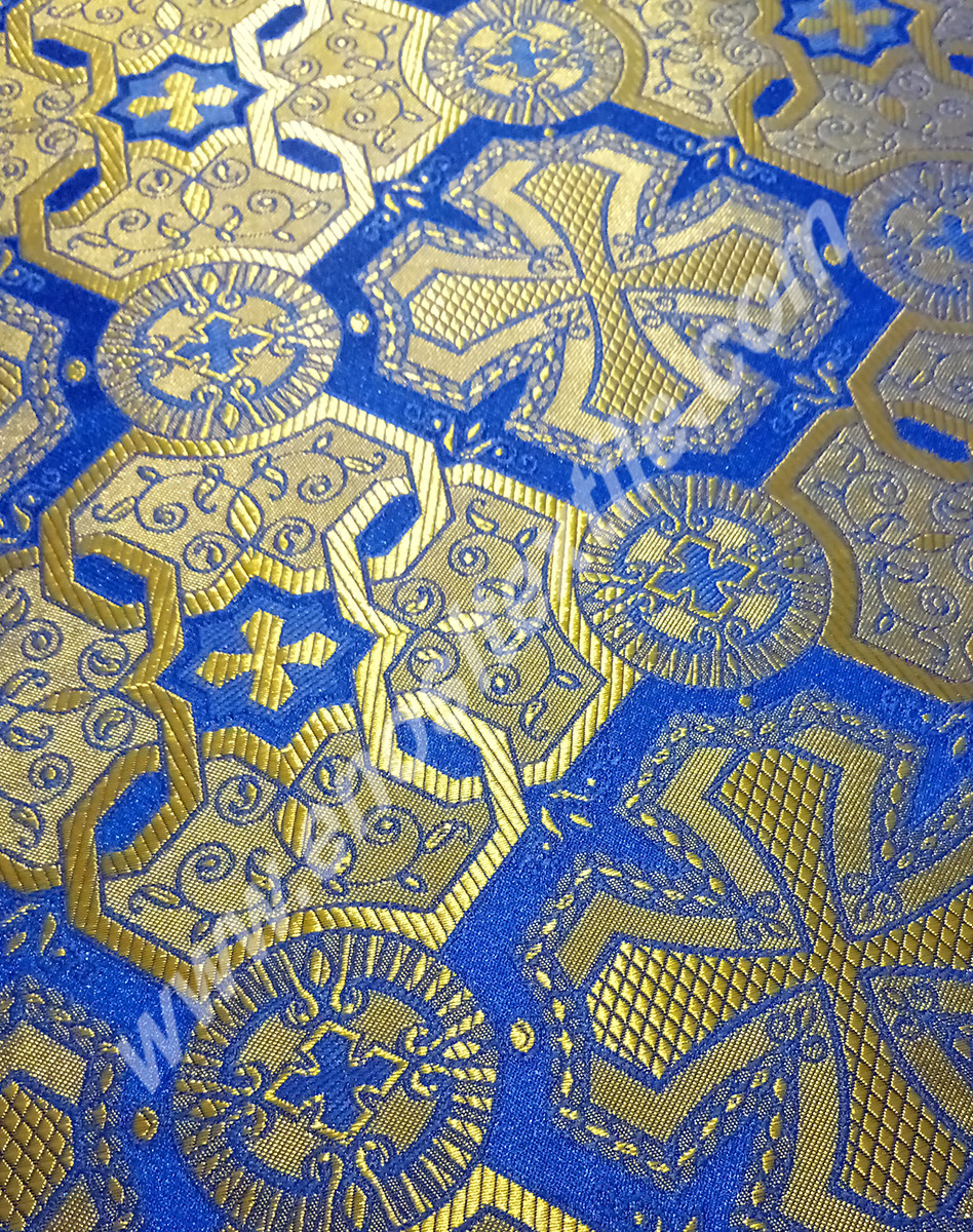 KL-002 Blue-Gold Brocade Fabrics